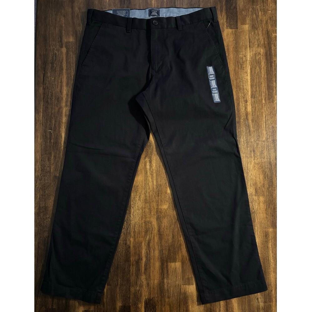 Gap Men's 36 x 30 Pants Straight Khakis Cotton Stretch Chino Trouser Black Twill